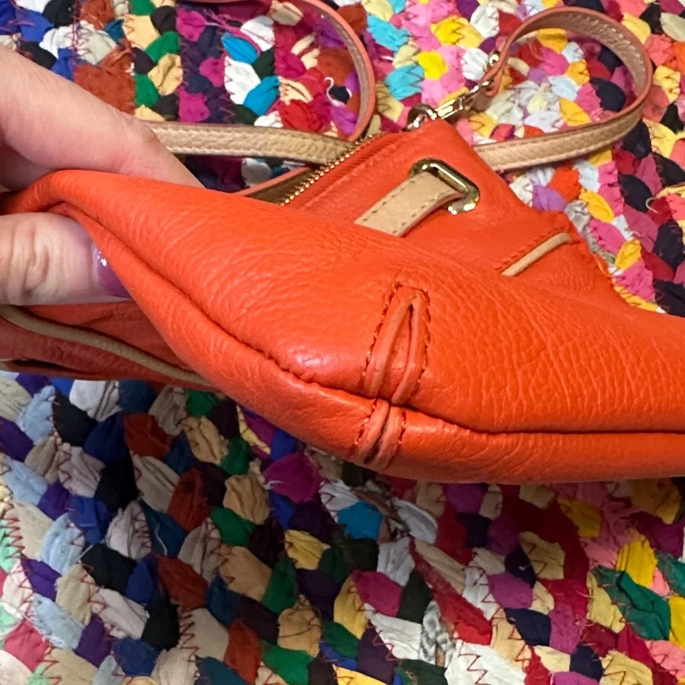 Emma Fox Orange Leather Crossbody Bag With Gold Hardware - Picture 5 of 9